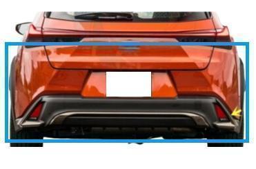 019 UX200 - ბამპერი უკანა (კომპლექტი) F-SPORT + მუქი ნიკელებით (ამრეკლების გარეშე)
